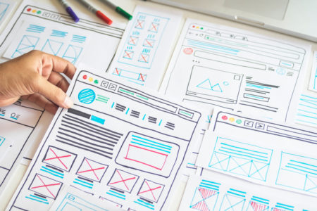 wireframe design is being planned in the website or mobile application planning stage